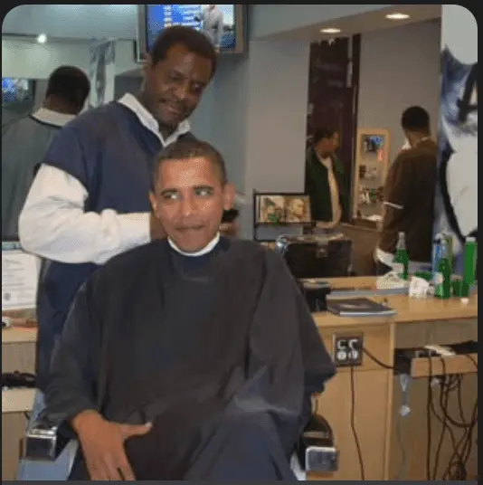 Master Barber Zariff cuts Former President Barack Obama at Hyde Park Hair Salon & Barber