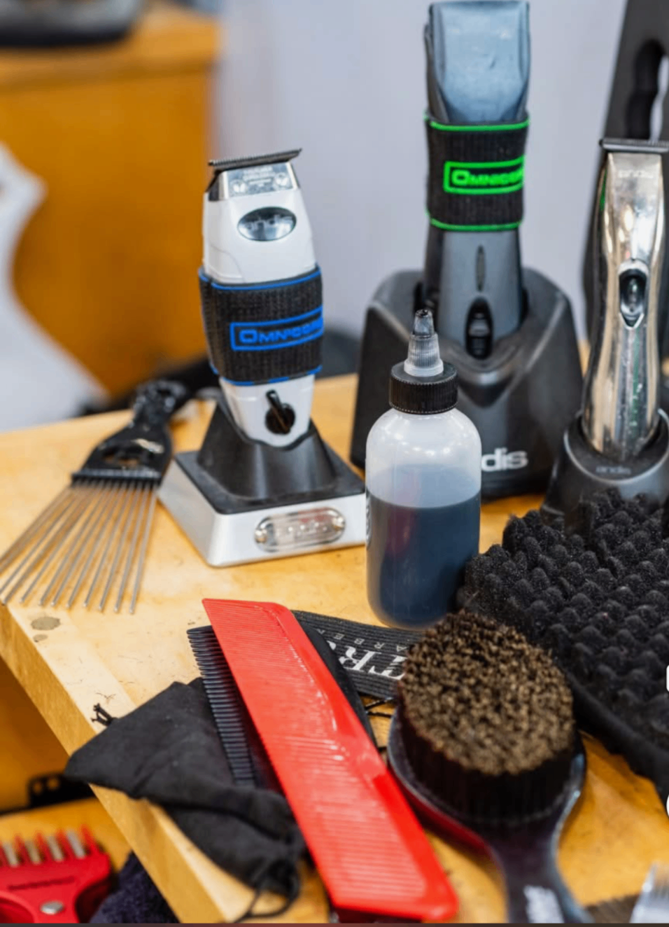 Professional barber tools and clippers at Hyde Park Hair Salon
